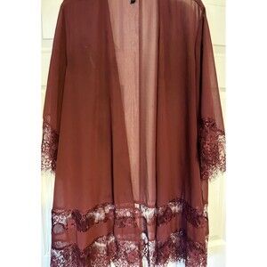 Torrid Chiffon Sheer Kimono Burgundy Plus Size 1